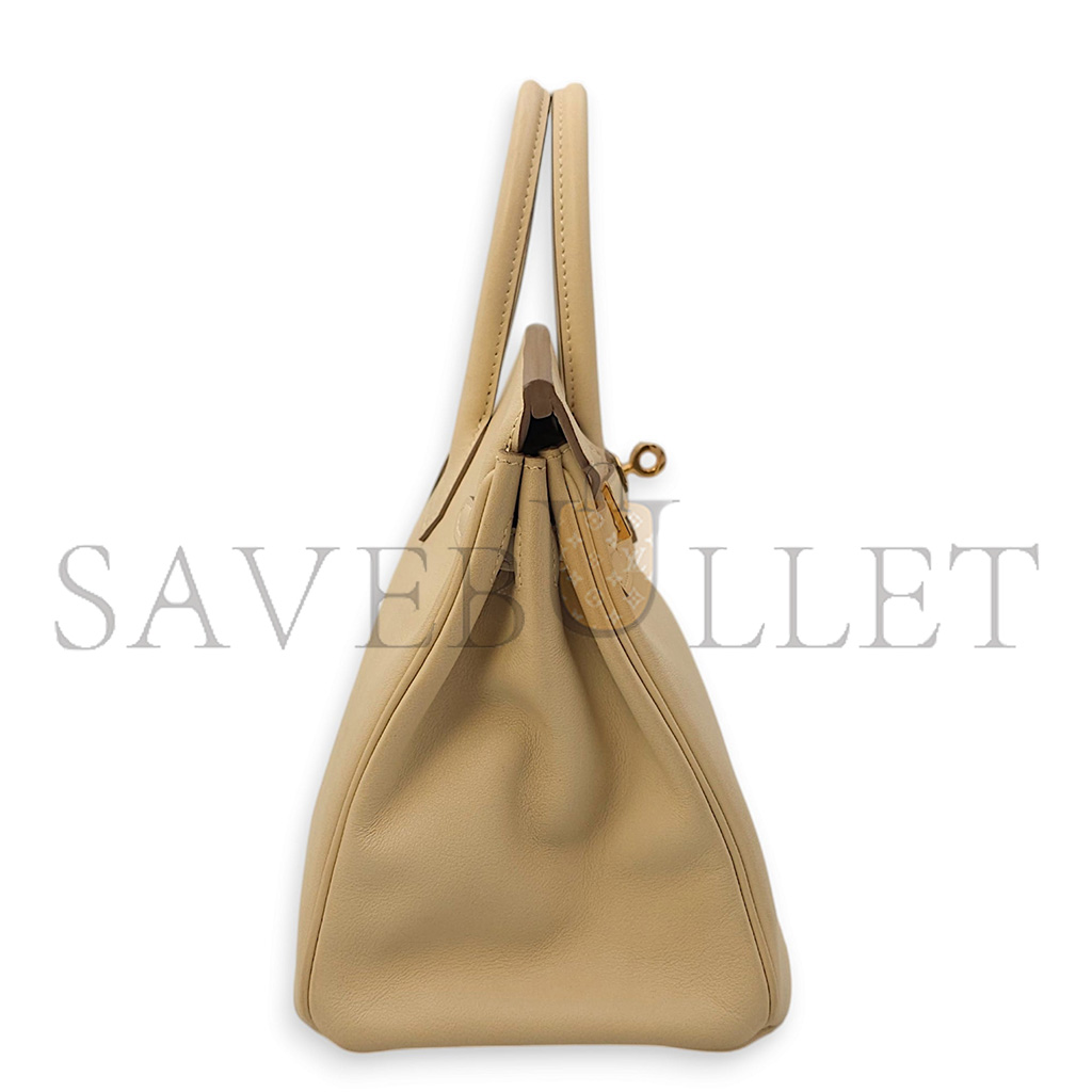 H**mes master birkin 30 swift leather trench coat grey gold buttons bag h049362cc01 (30*23*15cm)